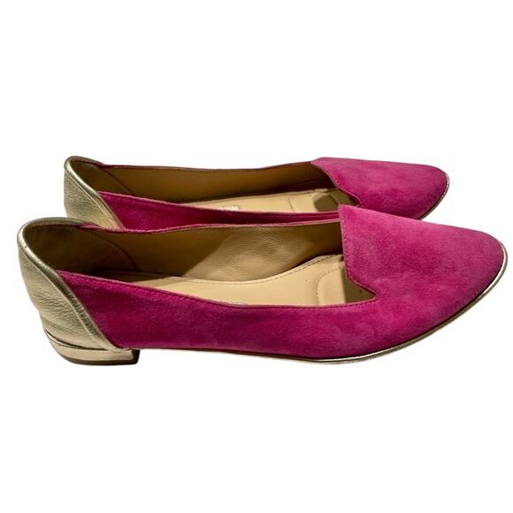 Diane Von Furstenberg suede flats pink with and Gold heel size 8 - Picture 1 of 6